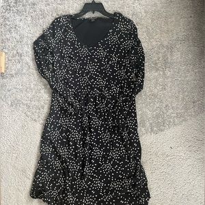 J Jill medium knit dress with white pattern and v neck